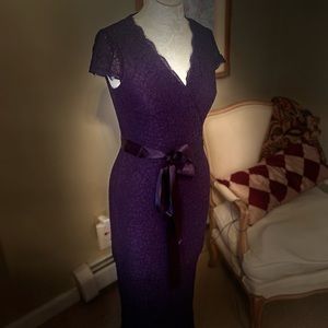 Long deep lace purple dress